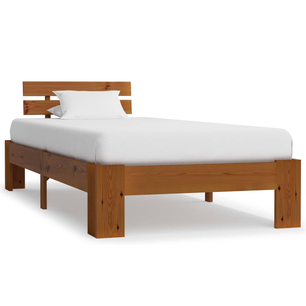 vidaXL Solid Wood Bed Honey Brown Pine 100x200 cm