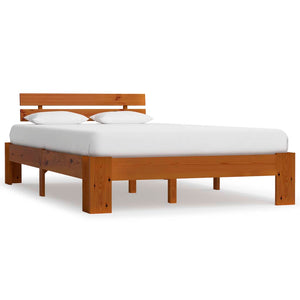 vidaXL Solid Pine Bed Honey Brown 140x200 cm