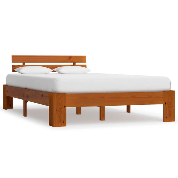 vidaXL Solid Pine Bed Honey Brown 140x200 cm