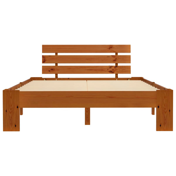 vidaXL Solid Pine Bed Honey Brown 140x200 cm
