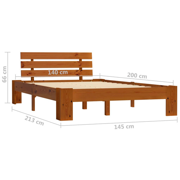 vidaXL Solid Pine Bed Honey Brown 140x200 cm
