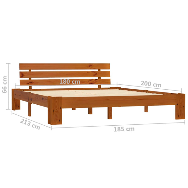 vidaXL Solid Wood Bed Honey Brown Pine 180x200 cm