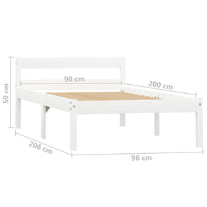 vidaXL Solid Pine Wood Bed White 90x200 cm