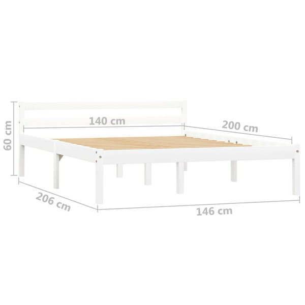 vidaXL Solid Pine Bed White 140x200 cm