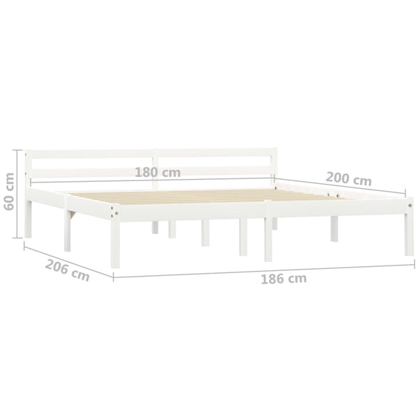 vidaXL Solid Pine Bed White 180x200 cm