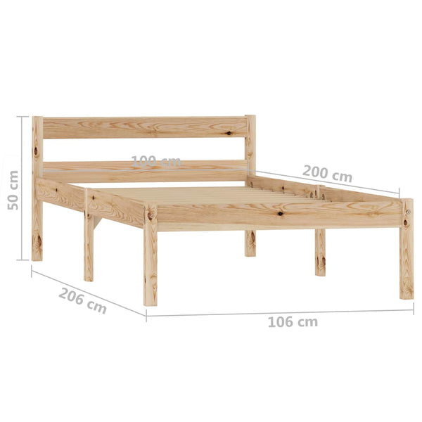 vidaXL Solid Pine Bed 100x200 cm