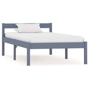 vidaXL Solid Wood Bed Grey Pine 90x200 cm