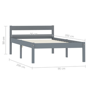 vidaXL Solid Wood Bed Grey Pine 90x200 cm