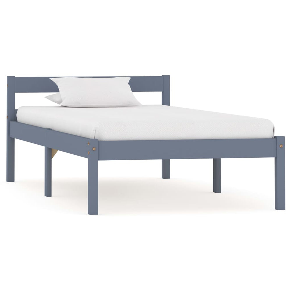 vidaXL Solid Wood Bed Grey Pine 100x200 cm