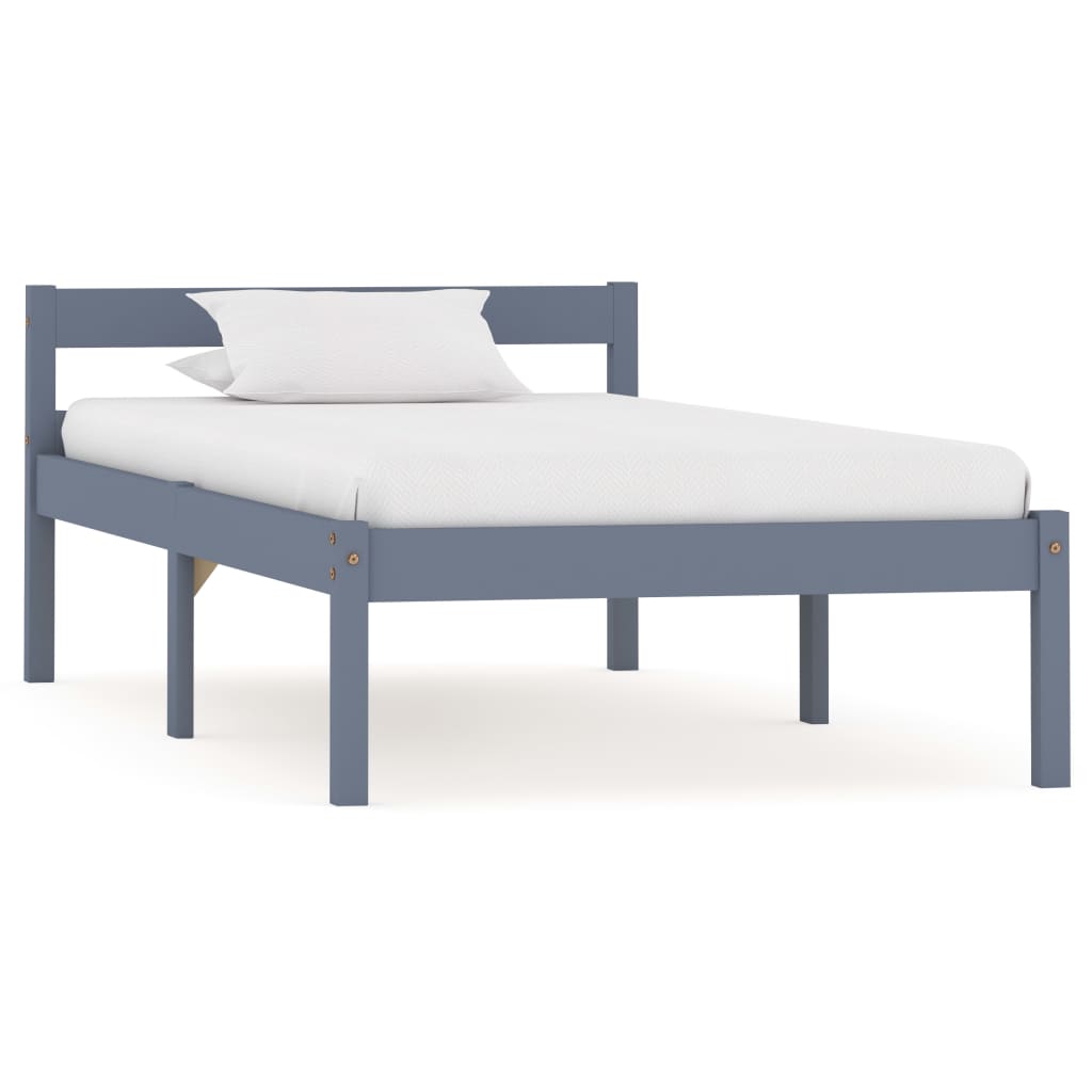 vidaXL Solid Wood Bed Grey Pine 100x200 cm
