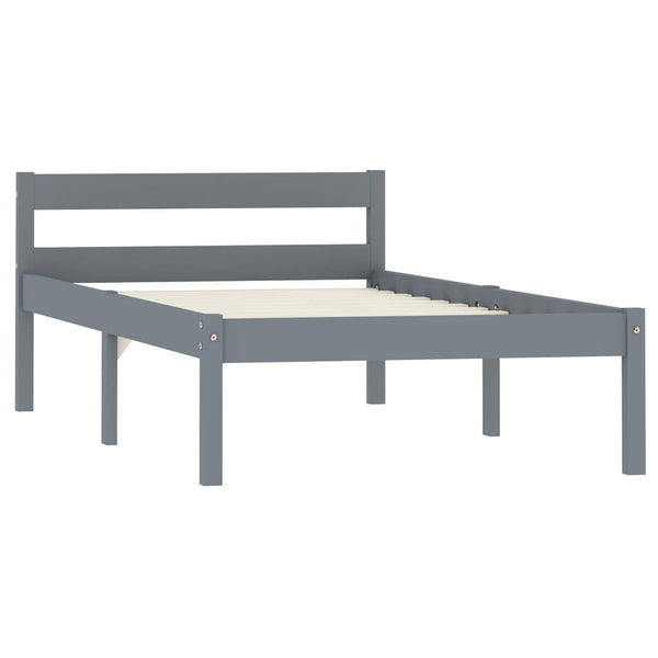 vidaXL Solid Wood Bed Grey Pine 100x200 cm