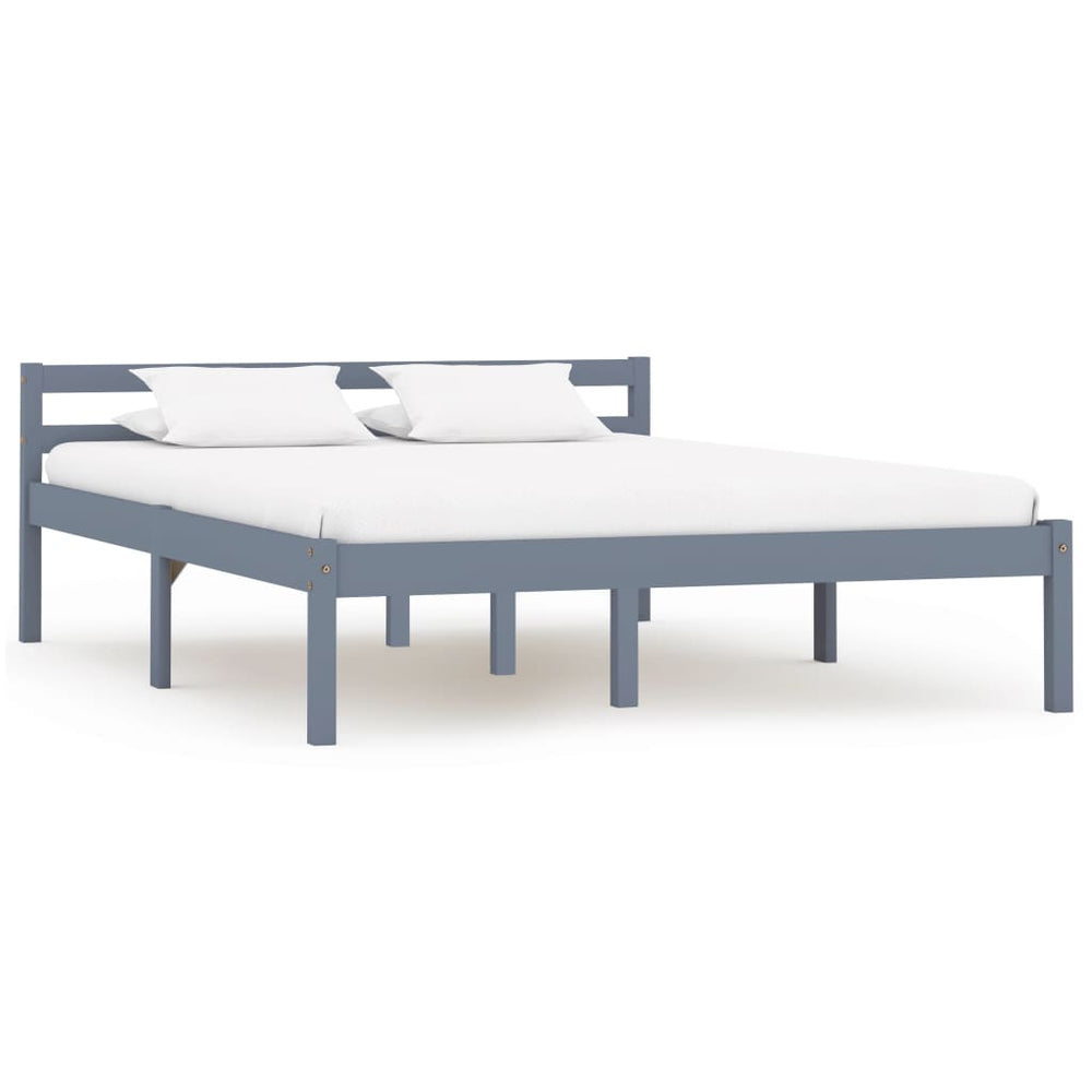 vidaXL Solid Wood Bed Grey Pine 120x200 cm