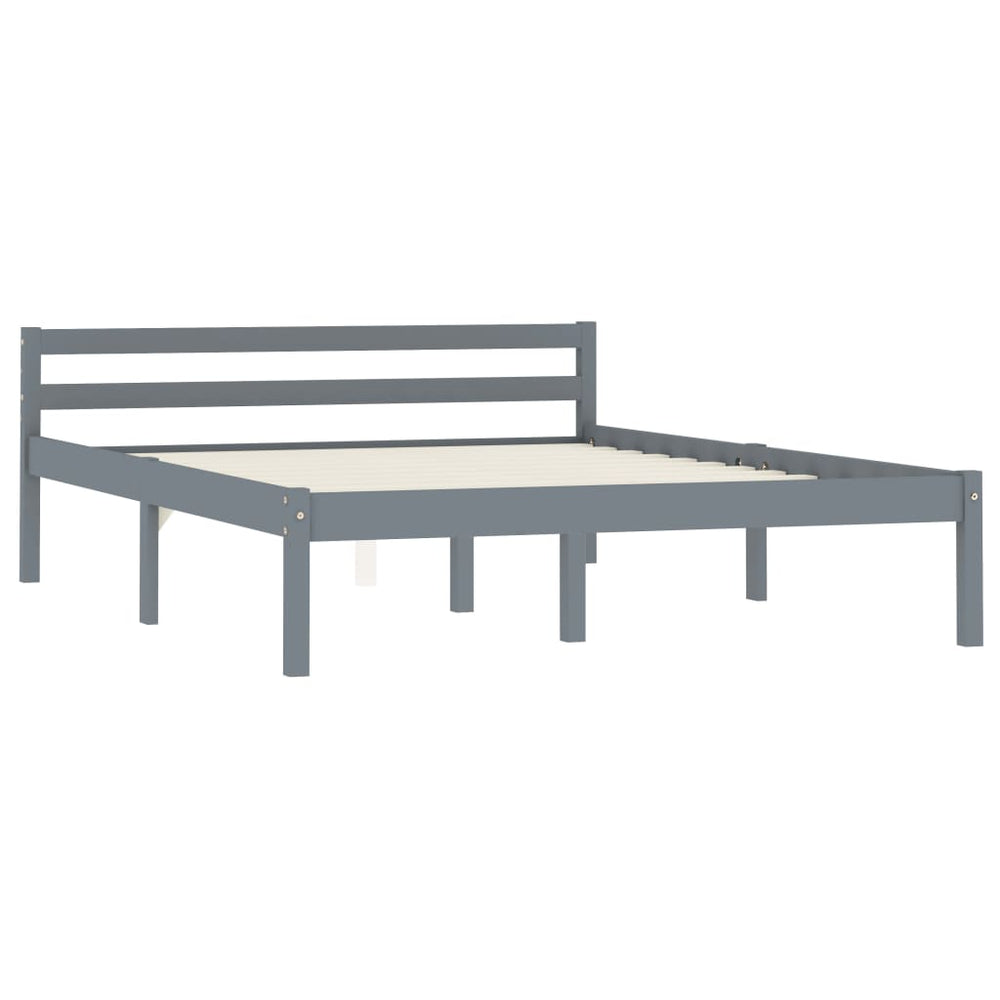 vidaXL Solid Wood Bed Grey Pine 120x200 cm