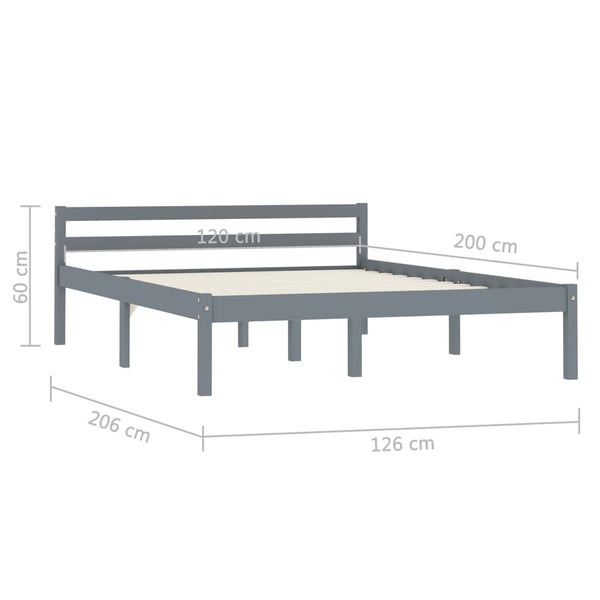 vidaXL Solid Wood Bed Grey Pine 120x200 cm