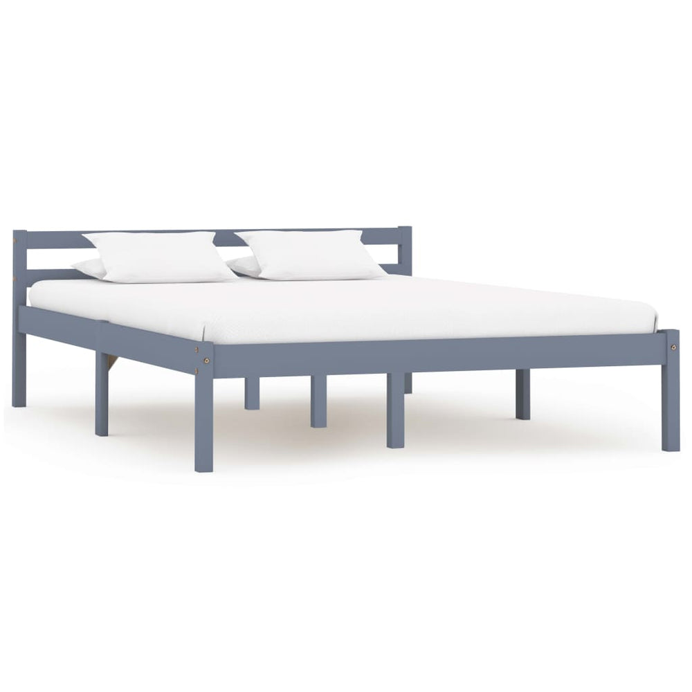 vidaXL Solid Pine Bed Grey 140x200 cm