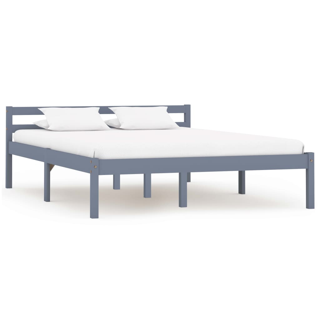 vidaXL Solid Pine Bed Grey 140x200 cm