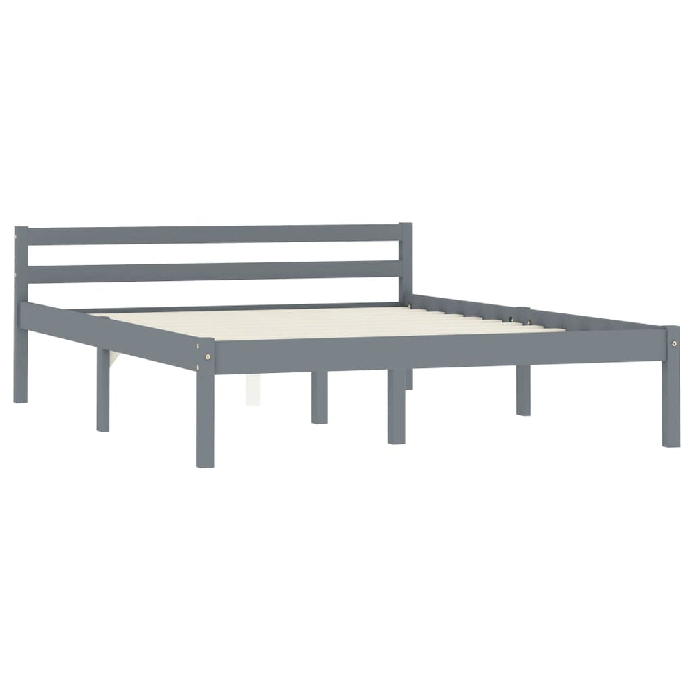 vidaXL Solid Pine Bed Grey 140x200 cm