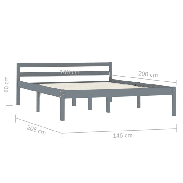 vidaXL Solid Pine Bed Grey 140x200 cm