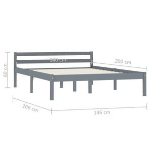 vidaXL Solid Pine Bed Grey 140x200 cm