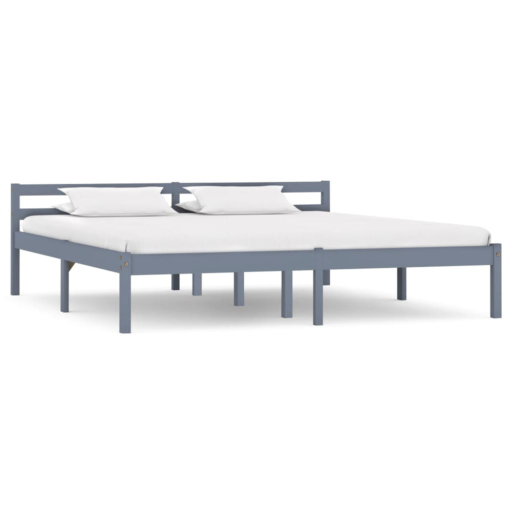 vidaXL Solid Wood Bed Grey Pine 160x200 cm
