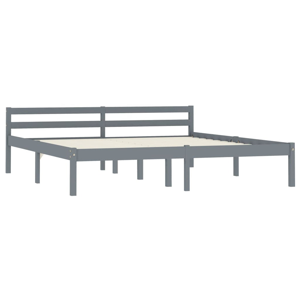 vidaXL Solid Wood Bed Grey Pine 160x200 cm