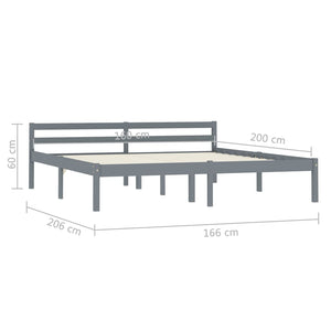 vidaXL Solid Wood Bed Grey Pine 160x200 cm