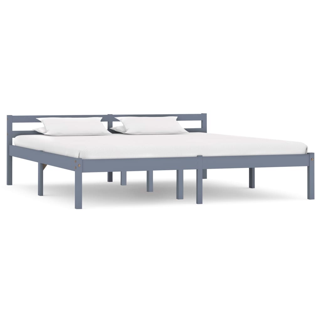 vidaXL Solid Wood Bed Grey Pine 180x200 cm