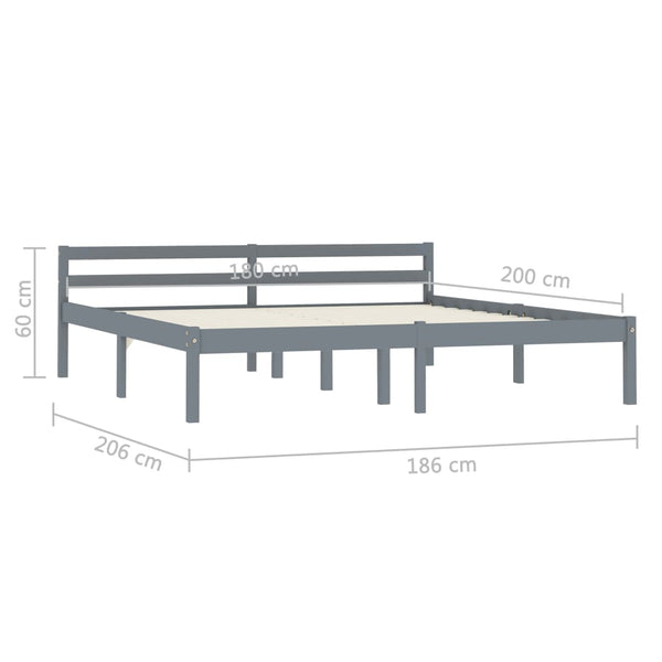 vidaXL Solid Wood Bed Grey Pine 180x200 cm