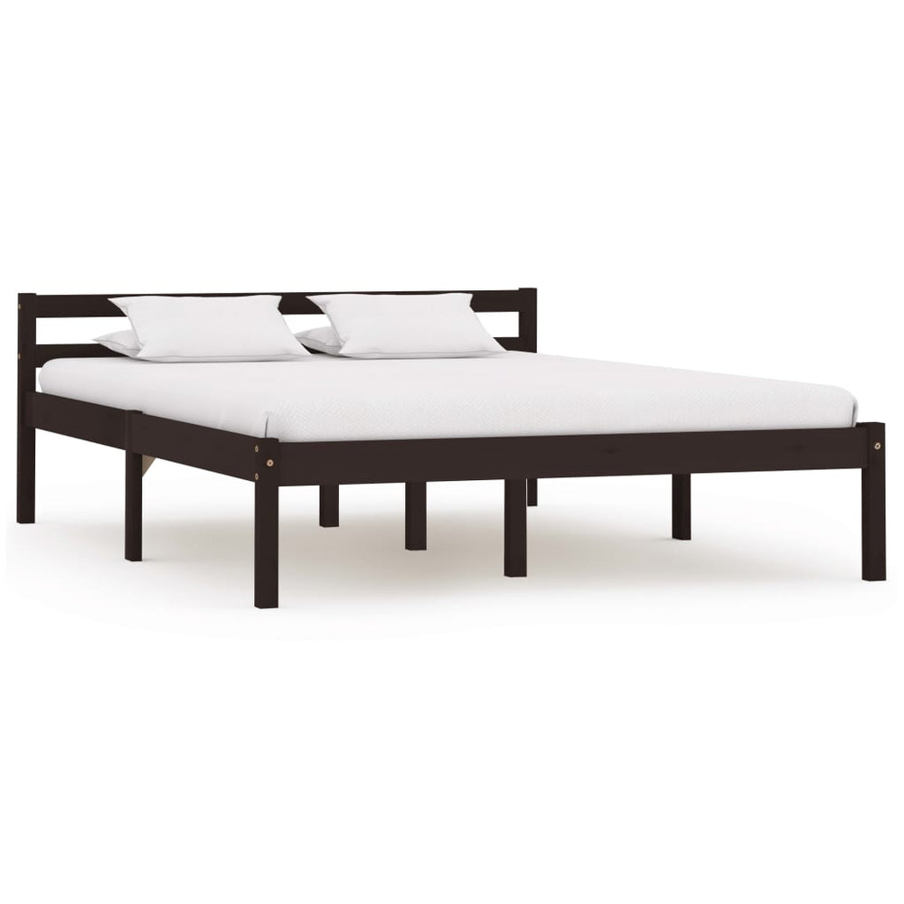vidaXL Solid Wood Bed Dark Brown Pine 120x200 cm