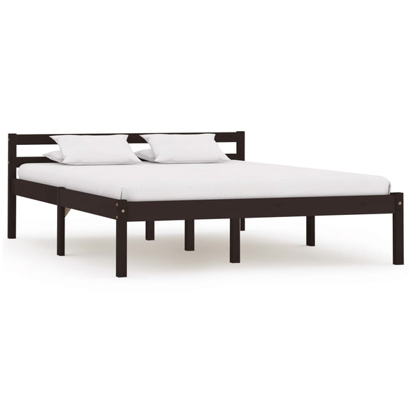 vidaXL Solid Wood Bed Dark Brown Pine 120x200 cm