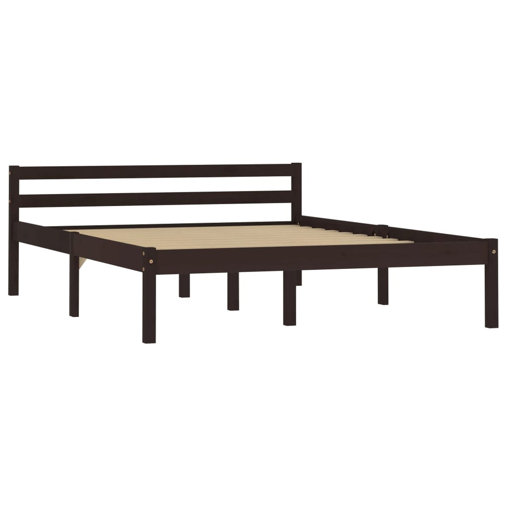 vidaXL Solid Wood Bed Dark Brown Pine 120x200 cm