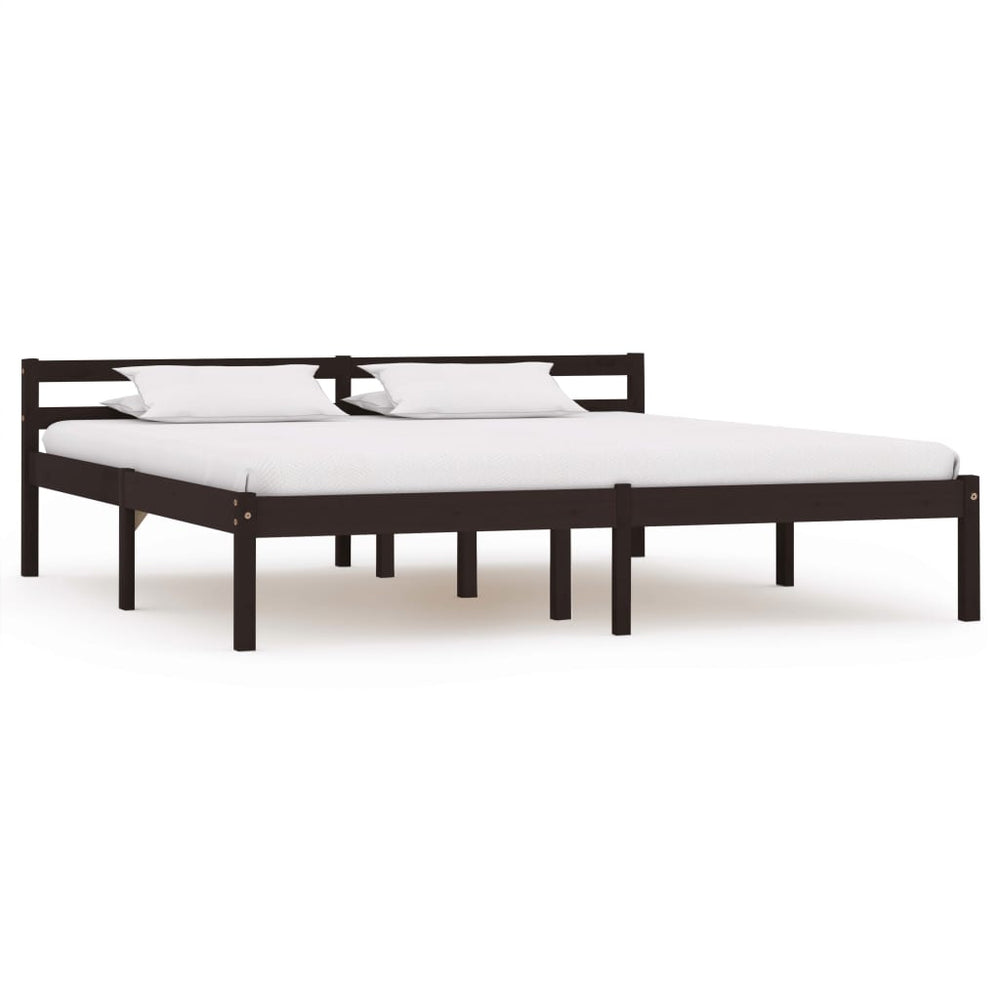 vidaXL Solid Wood Bed Dark Brown Pine 160x200 cm