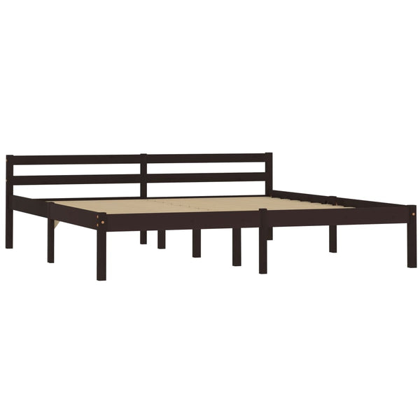 vidaXL Solid Wood Bed Dark Brown Pine 160x200 cm