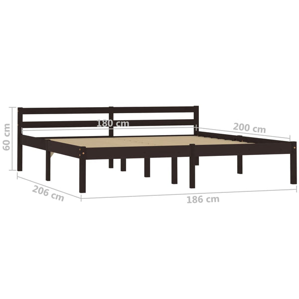 vidaXL Solid Wood Bed Dark Brown Pine 180x200 cm