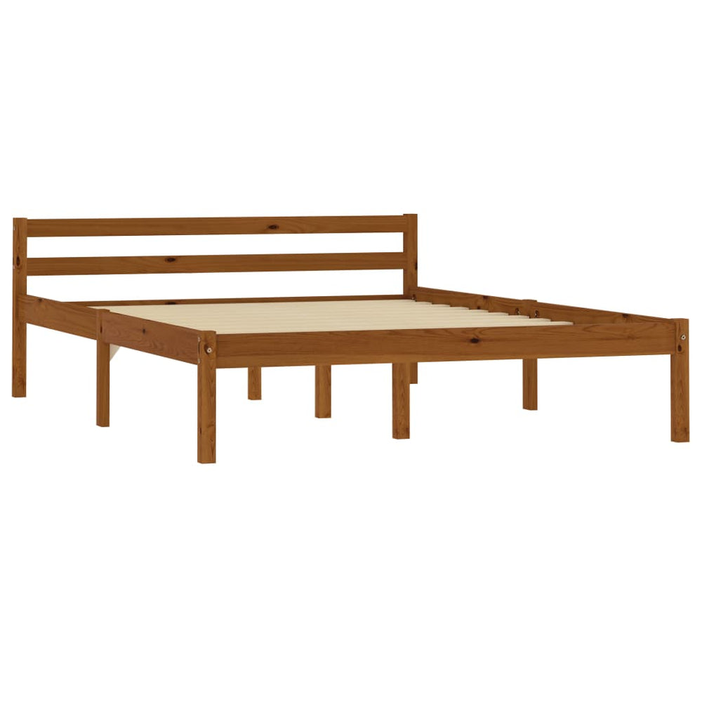 vidaXL Solid Pine Bed Honey Brown 140x200 cm