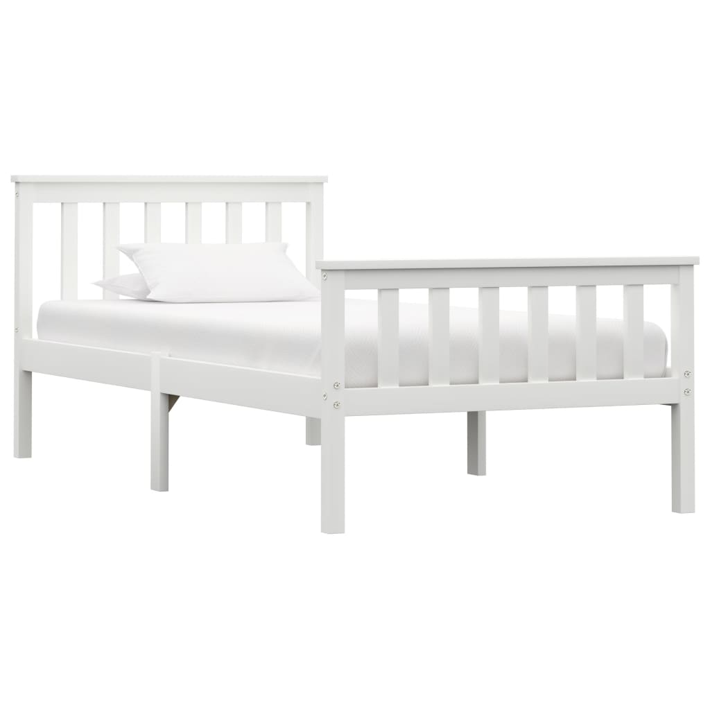 vidaXL Solid Pine Wood Bed White 90x200 cm