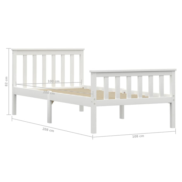 vidaXL Solid Pine Wood Bed White 90x200 cm