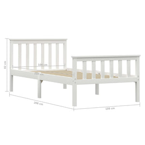vidaXL Solid Wood Bed White Pine 100x200 cm