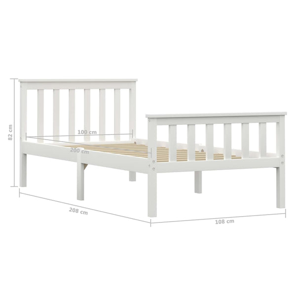 vidaXL Solid Wood Bed White Pine 100x200 cm