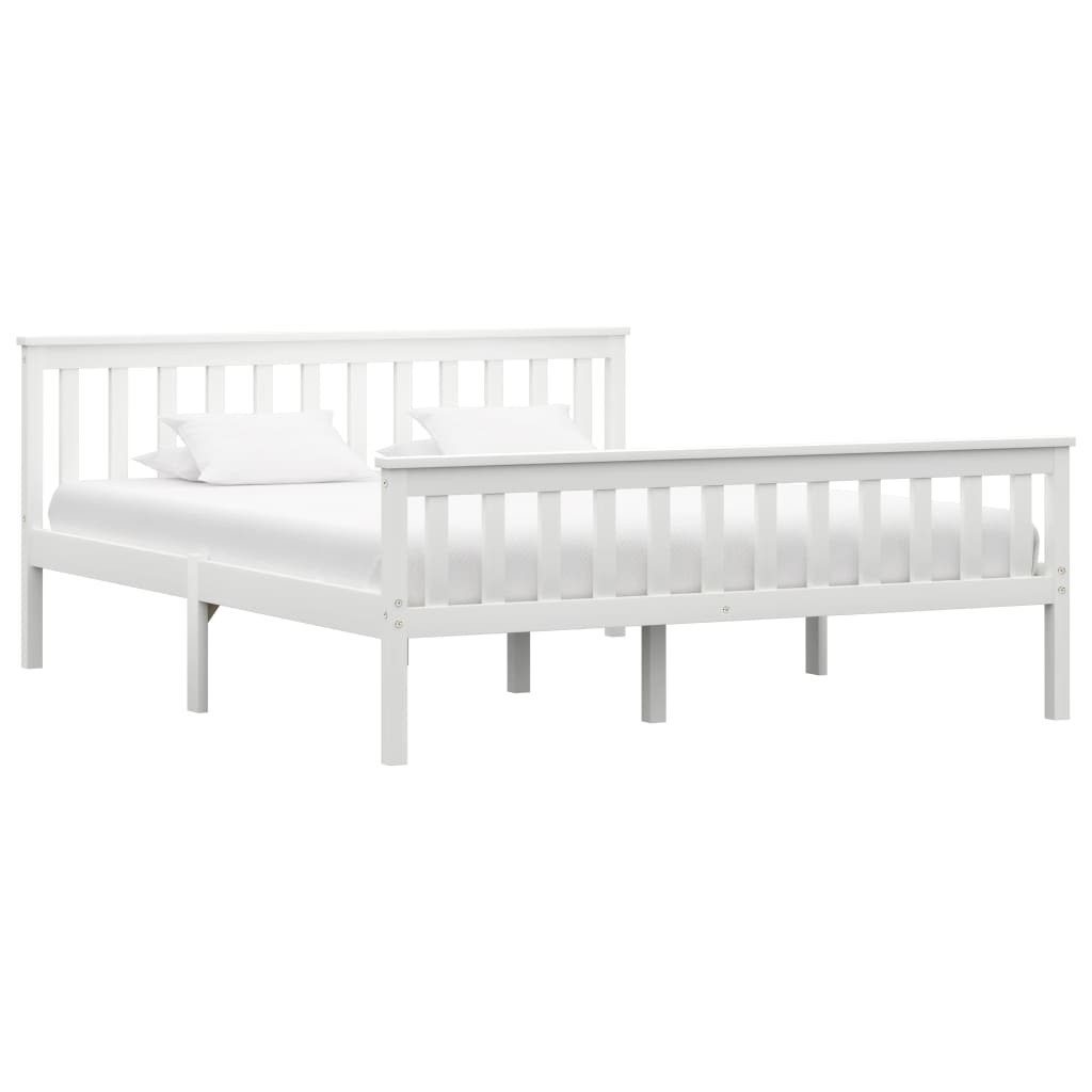 vidaXL Solid Pine Bed White 160x200 cm