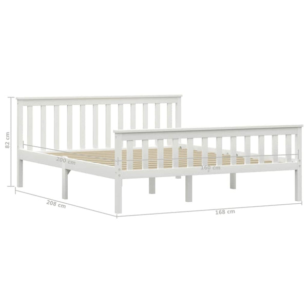 vidaXL Solid Pine Bed White 160x200 cm
