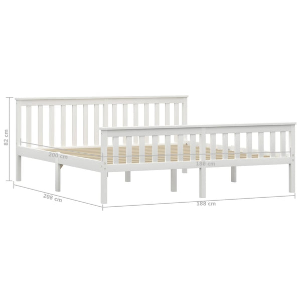 vidaXL Solid Pine Bed White 180x200 cm