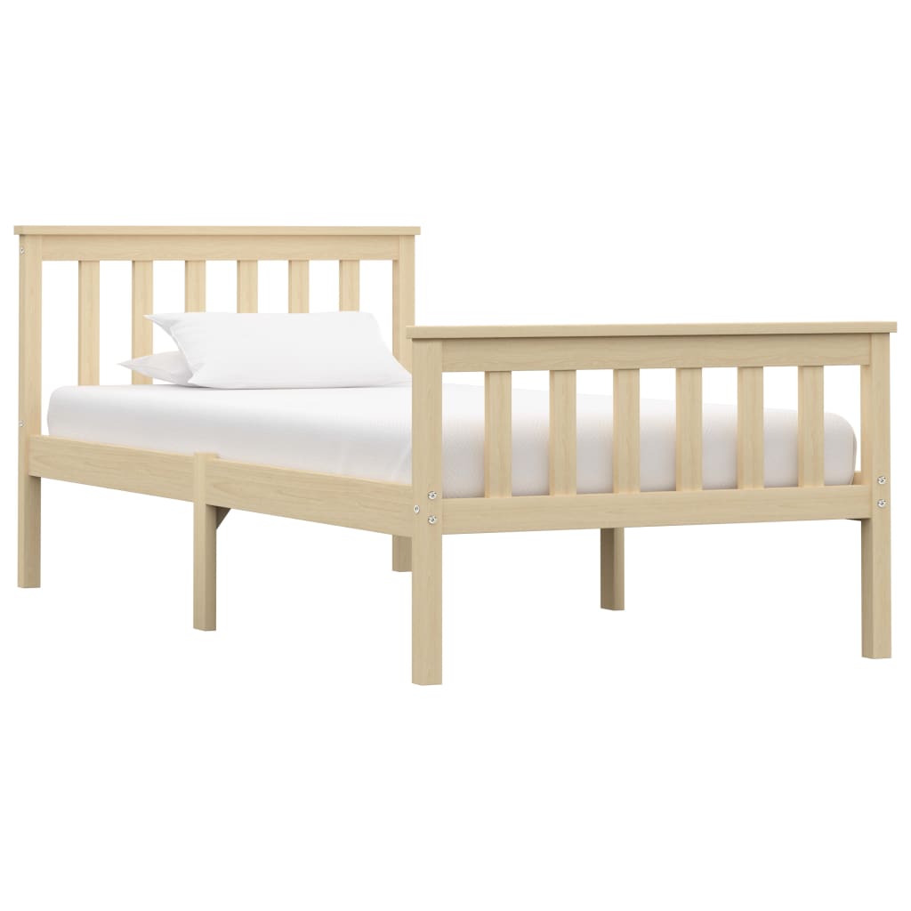 vidaXL Solid Wood Bed Light Wood Pine Wood 100x200 cm