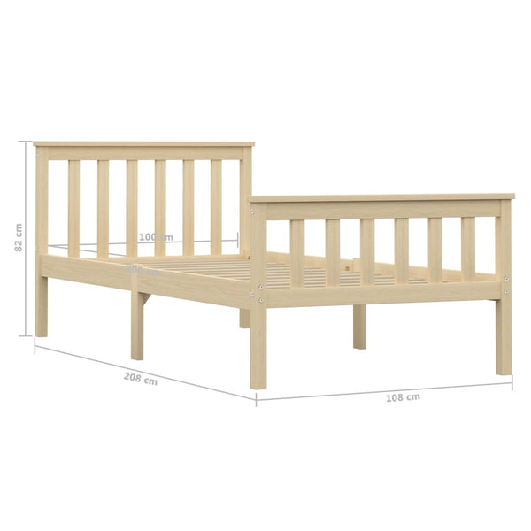 vidaXL Solid Wood Bed Light Wood Pine Wood 100x200 cm