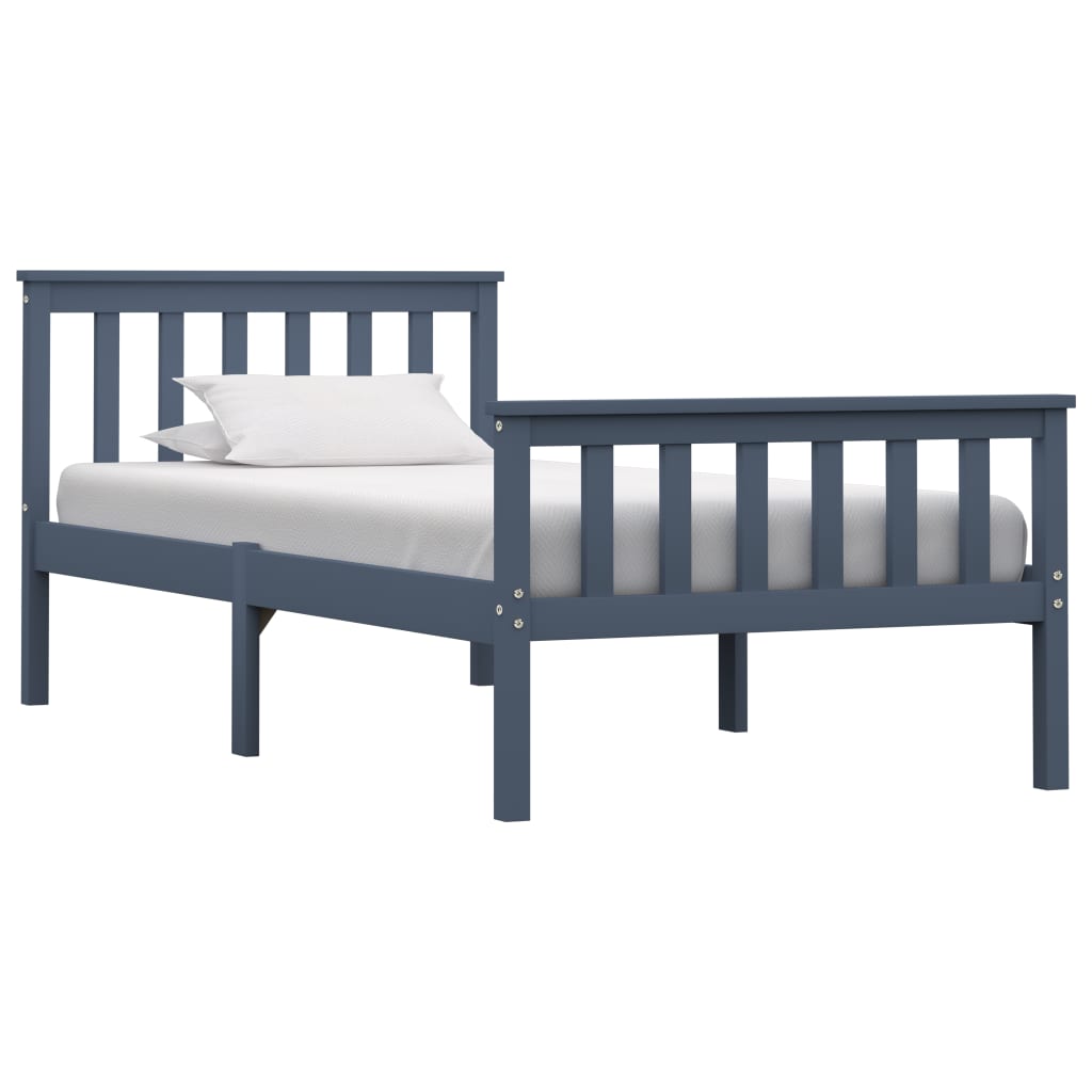 vidaXL Solid Wood Bed Grey Pine 100x200 cm