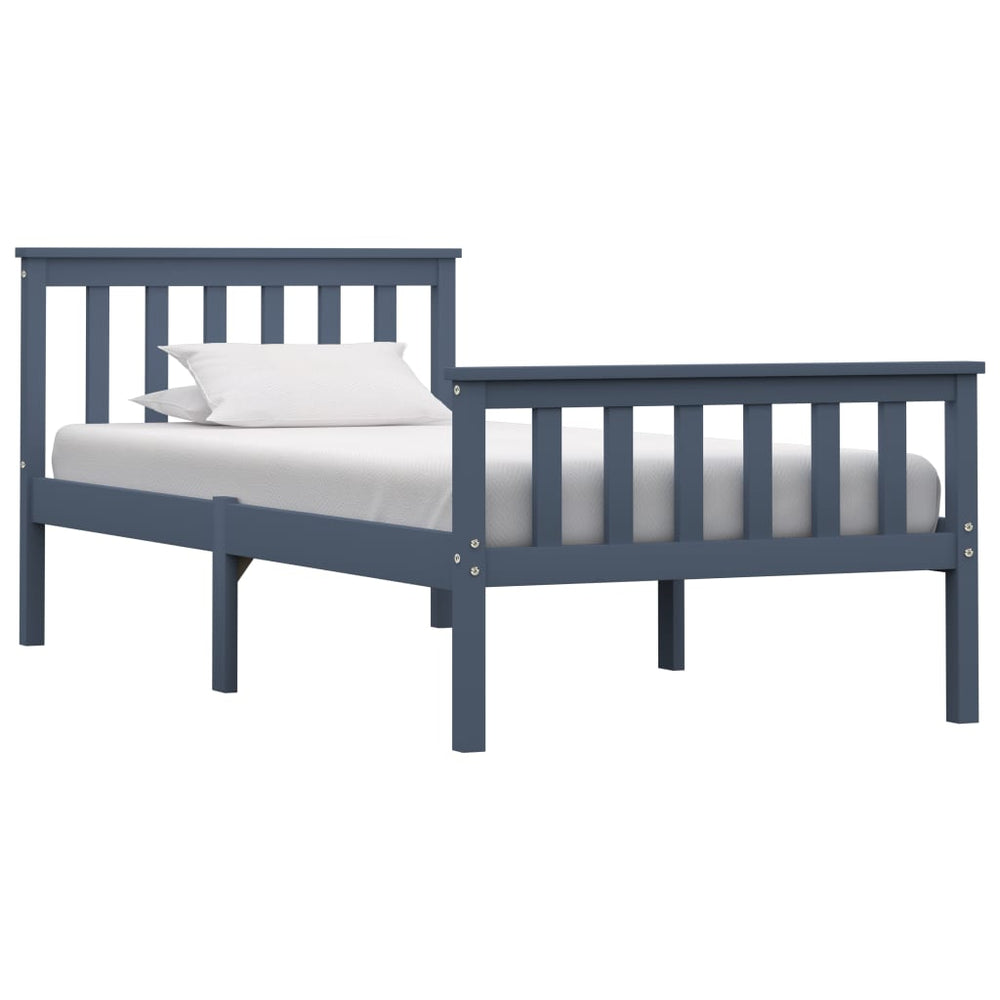 vidaXL Solid Wood Bed Grey Pine 100x200 cm