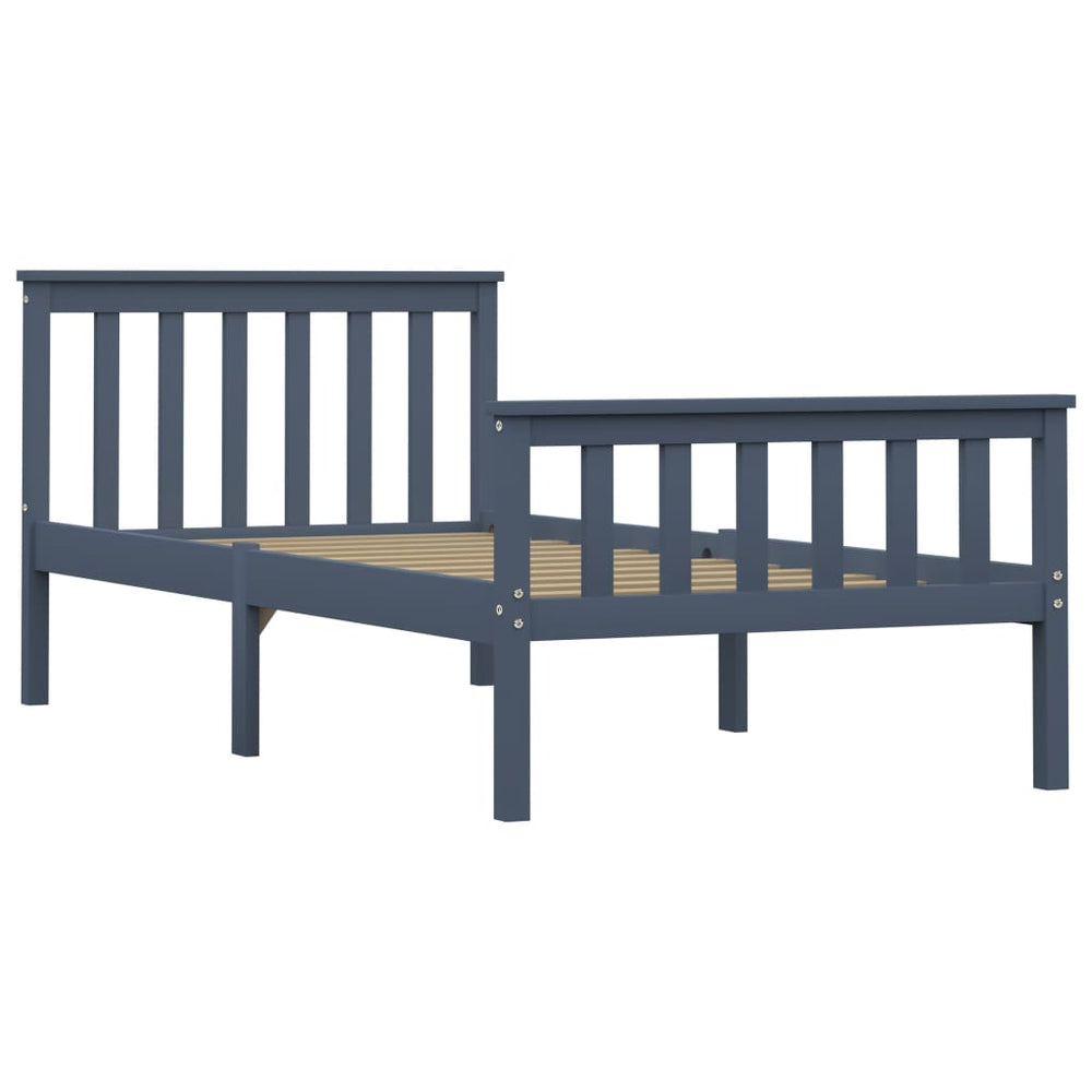 vidaXL Solid Wood Bed Grey Pine 100x200 cm