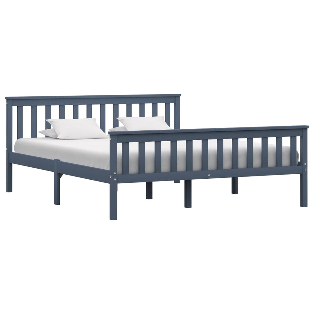 vidaXL Solid Wood Bed Grey Pine 160x200 cm