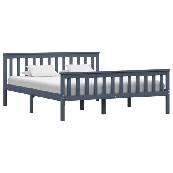 vidaXL Solid Wood Bed Grey Pine 160x200 cm