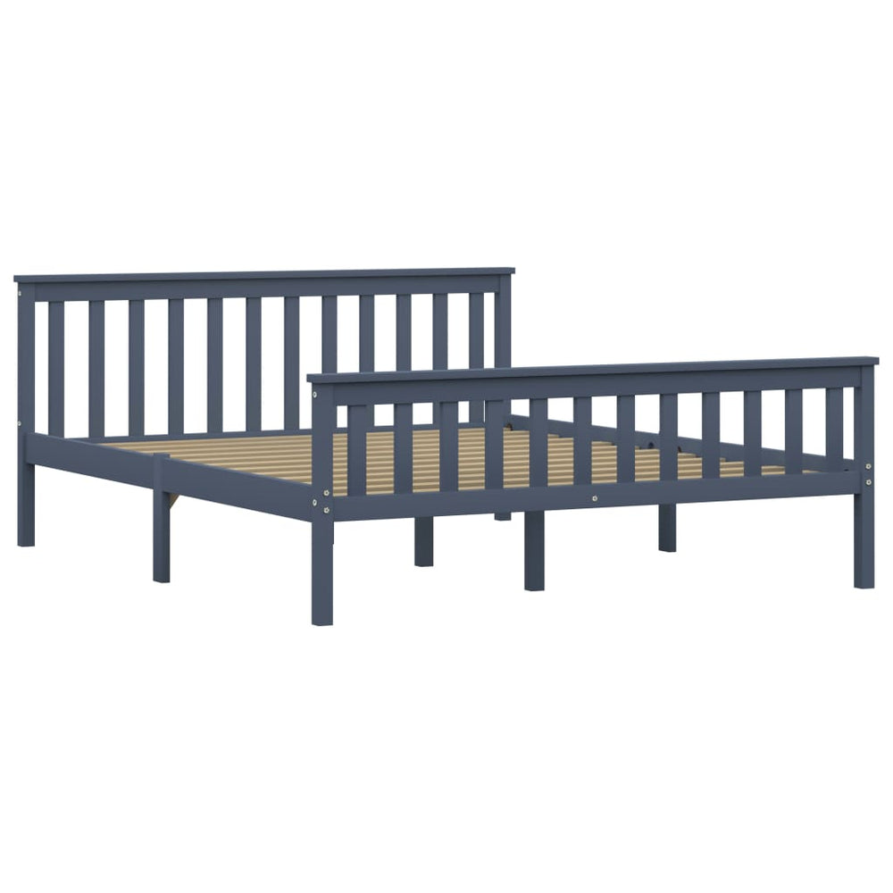 vidaXL Solid Wood Bed Grey Pine 160x200 cm